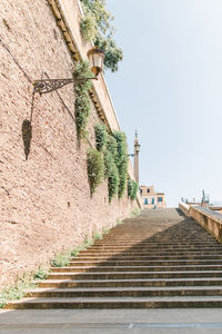 Staircase of building against clear sky