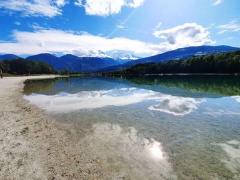 Scenic view of lake against sky