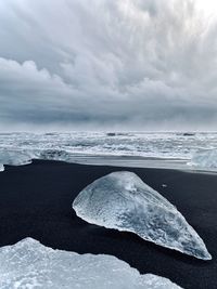 Scenic view of sea against sky during winter