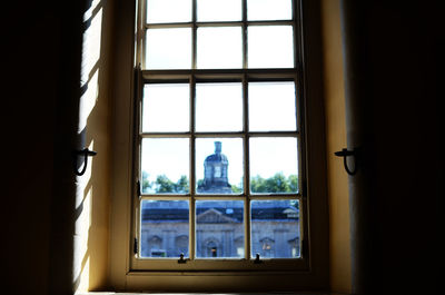 Glass window of historic building