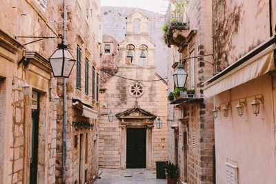 Exterior of old building in city