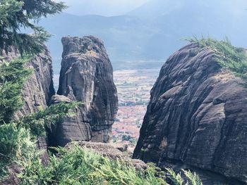 Panoramic view of rock formations on landscape