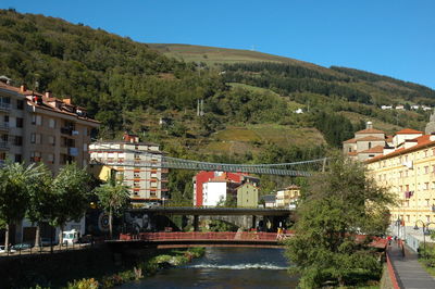 Buildings in town against sky