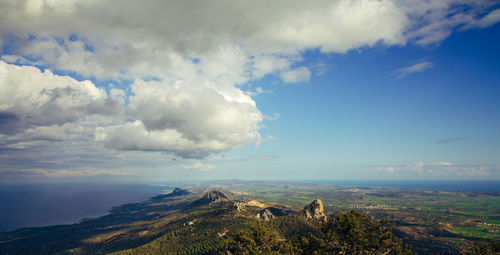 Panoramic view of landscape against cloudy sky