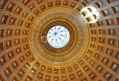 Low angle view of skylight in building