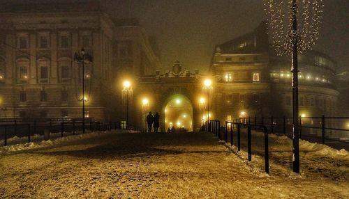 Illuminated lights at night