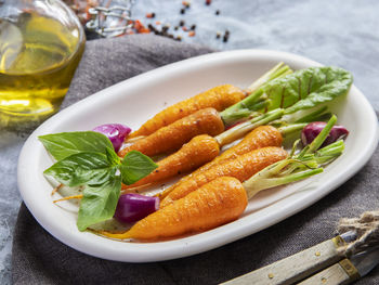 Close-up of salad in plate on table
