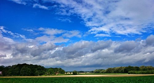 Scenic view of landscape against cloudy sky