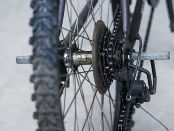 Close-up of bicycle wheel