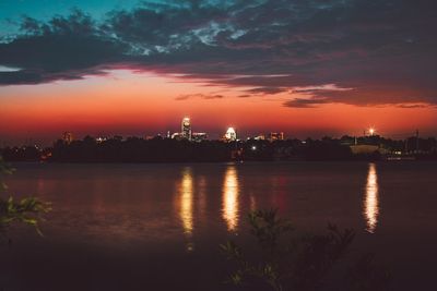 Scenic view of lake at sunset