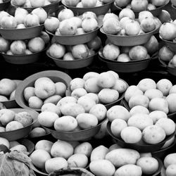 High angle view of vegetables for sale at market stall