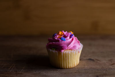 Close-up of cupcakes on table