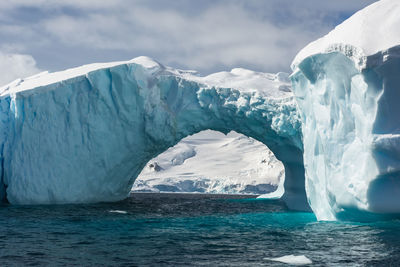 Scenic view of frozen sea against sky