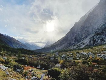 Scenic view of mountains against sky