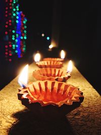 Close-up of illuminated candles