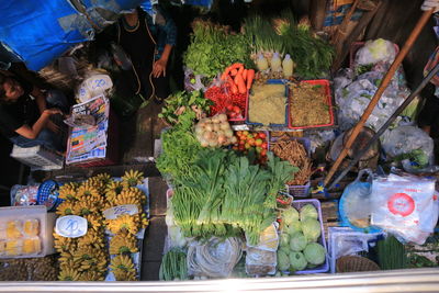 Various vegetables for sale at market stall