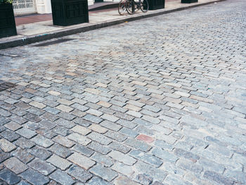 High angle view of cobblestone street