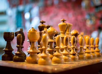 Close-up of chess pieces