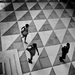 High angle view of tiled floor