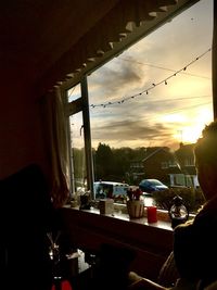 View of glass window in restaurant