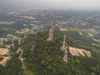 High angle view of buildings in city