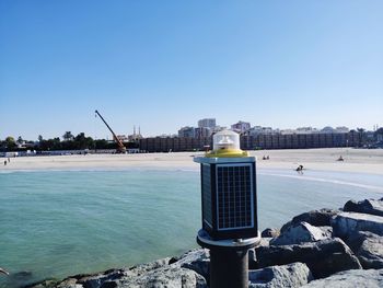 Scenic view of sea against clear sky