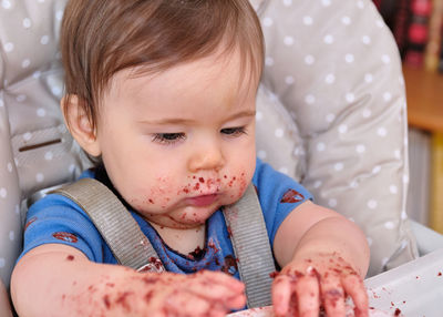 First birthday celebration and fist time eating cake for this little boy