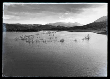 Scenic view of lake against sky