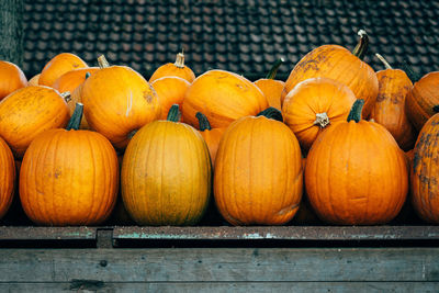 Pumpkins for sale at market stall