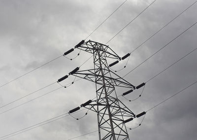 Low angle view of electricity pylon against sky