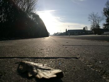Surface level of road against sky