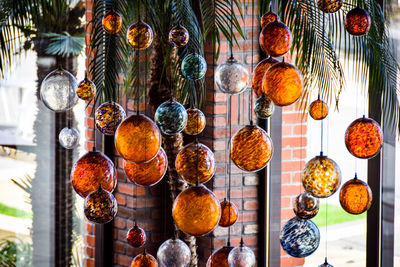 Low angle view of illuminated lanterns