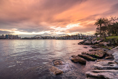 Scenic view of sea against sky during sunset