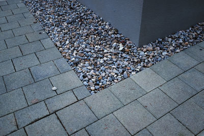 High angle view of cobblestone street