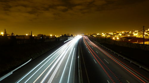 Traffic on road at night