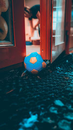 Close-up of toy ball on floor