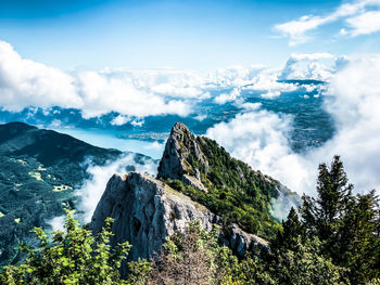 Panoramic view of mountains against sky