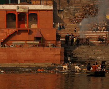 Group of people at banarasi ghat