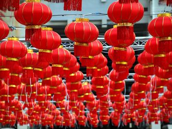 Low angle view of chinese lanterns hanging during festival