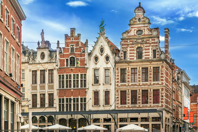 Grote markt square with historical houses in leuven, belgium