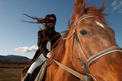 Close-up of horse riding