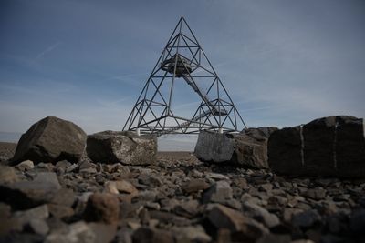 Low angle view of rocks against sky