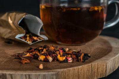 Close-up of chili peppers on table