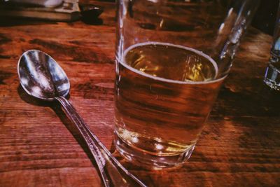 Close-up of drink in glass on table