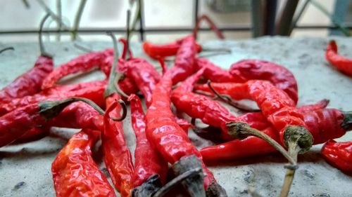 Close-up of red chili peppers