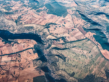 High angle view of agricultural land