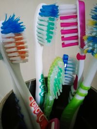 Stack of multi colored pencils in rack