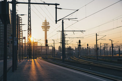 Railroad station during sunset