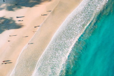 High angle view of people at beach