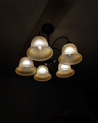 Low angle view of illuminated pendant light